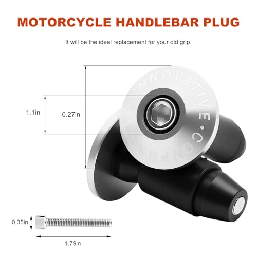 XJVSS 2 PCS Motorcycle Handlebar End Weights, 22mm 25mm Motorbike Bar End Plug Anti Vibration Weight, Rustproof Aluminum Handlebar Grip Cap Replacement for Motorcycle Dirt Bike Scooter (Silver)
