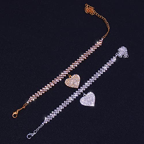 Image of yfstyle Butterfly Ankle Bracelet for Women Rhinestone Anklets Bulk Adjustable Layered Beach Ankle Bracelet Braided Chain Anklet Charm Ankle Bracelet Jewerly Gift