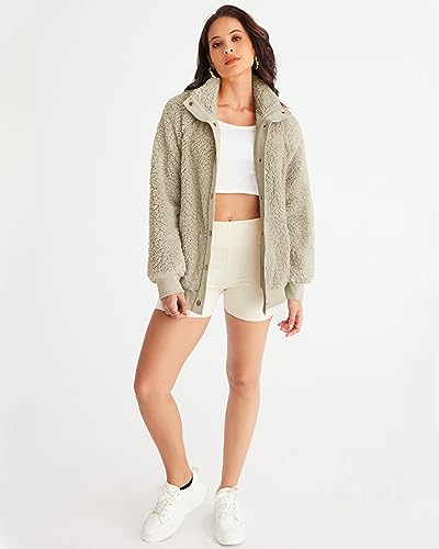 Merokeety ME020COAT1-BEIGE-S Women'S 2024 Winter Long Sleeve Button Sherpa Jacket Coat Casual Warm Fleece thumb #3