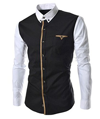 2014 Mens Luxury Short Sleeve Casual Slim Fit Stylish Dress Shirts (US S(TAG L), black)