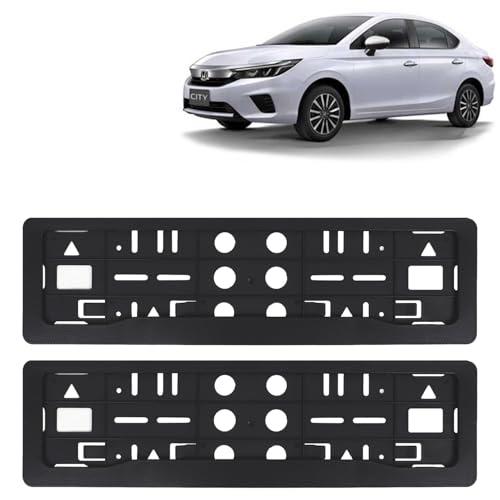 Image of KINGSWAY City Car Number Plate Frames for All 2020 to 2022 Models of Honda Car Registration Plate Holders, Black Licence Plate Covers (Front and Rear), Universal Size 51.5 x 14.5 cm