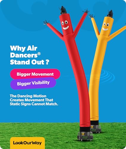 Image of LookOurWay Air Dancers Inflatable Tube Man Attachment - 20 Feet Tall Wacky Waving Inflatable Dancing Tube Guy for Business Promotion - Blower Not Included - Red