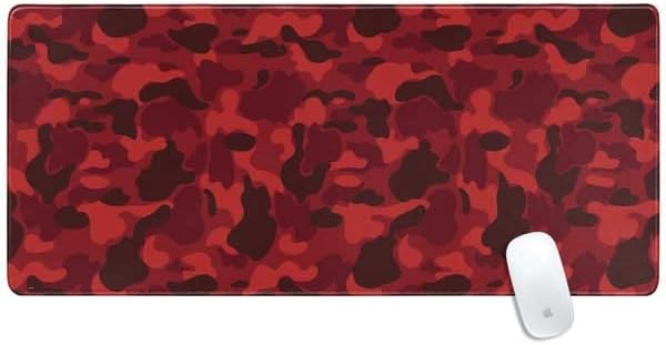 Vista 87 de Skinit Alfombrilla de mouse grande para juegos, diseño de camuflaje de dientes de tiburón con bordes cosidos, impermeable, base de goma