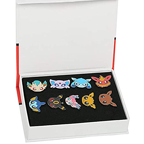 Pocket Monster Eevee Family Badge, Set Of 9Pcs Including Original Form And 8 Evolutionary Forms Including Box (Style 1) #TOP2