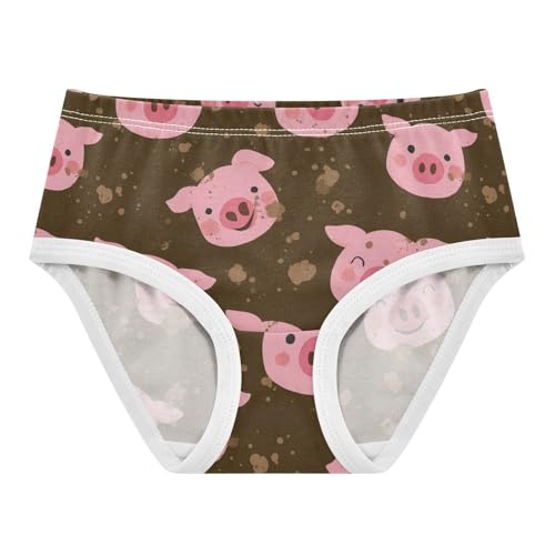 Wusikd Cute Pink Pig Face Girls' Underwear Cotton Brown Girls Briefs Soft Toddler Underwear 2T
