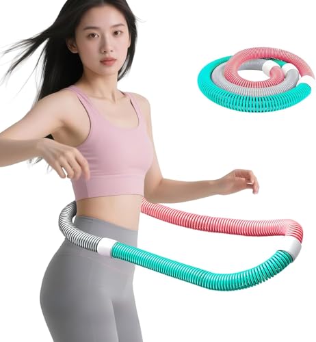 Blonoikr 【2025新登場】0.9kg フラフープ ダイエット ウェイト付き ベリー フィットネス PVCソフトスプリングフープ 折りたたみ式 ポータブル フラサークル 脂肪燃焼 筋トレ シェイプアップ (ウエスト・背中・脚・胸 エクササイズ) 室