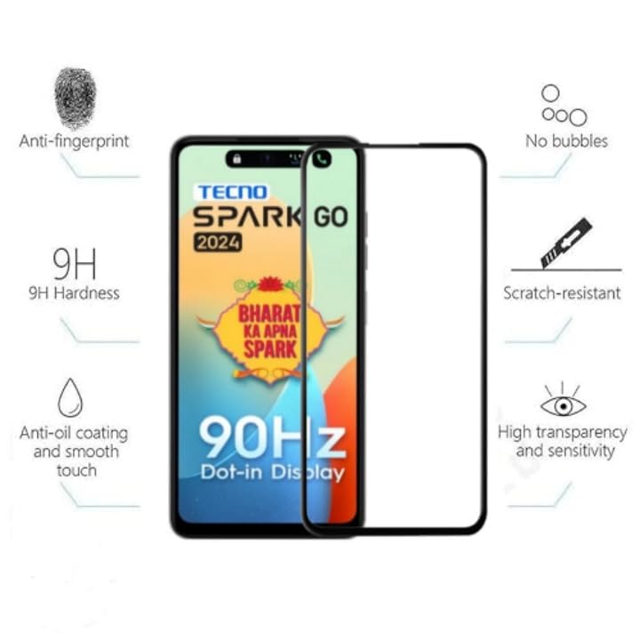 Image of Tempered Glass Screen Protector For Tecno Spark Go 2024 with Easy Installation kit