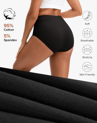 Image of INNERSY Women's High Waisted Underwear Cotton Panties Regular & Plus Size 5-Pack