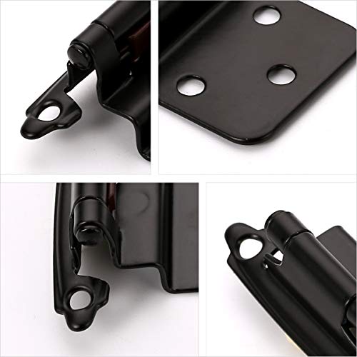 Furniware 30Pcs 3/8\" Inset Hinges,Face Mount Self Closing,Kitchen Cabinet Door Hinges,Overlay Decorative,Matte Black