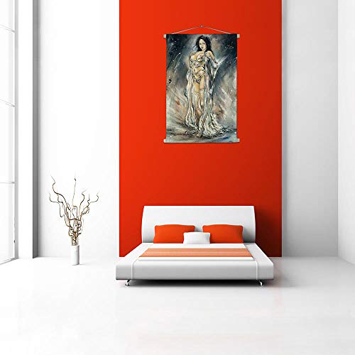 Image of ArtzFolio The Girl Vampire Satin Fabric Painting Tapestry | Scroll Art Hanging 24.2 x 34.2 inch (61 x 87 cms)