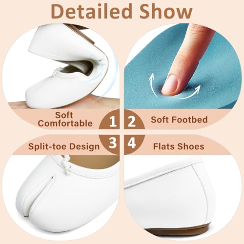 Image of VBDB Tabi Ballet Flats Shoes for Women Rounde Toe Wide Width Split Toe Low Heel Comfortable Flats Shoes