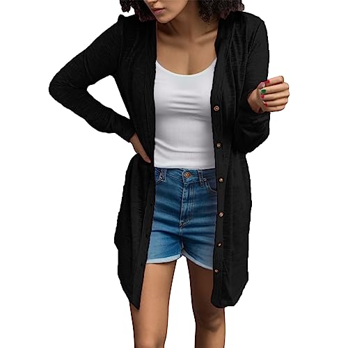 Übergangsmantel Damen Langarm Casual Cardigan Leichter Home Coat Wasserfall Mantel Damen Schwarz (Black, XXL) Übergangsmantel Damen Langarm Casual Cardigan Leichter Home Coat Wasserfall Mantel Damen Schwarz (Black, XXL)