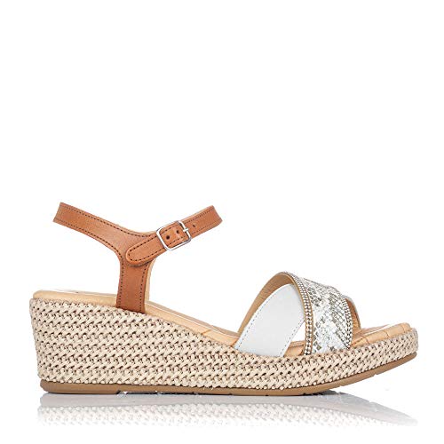 PITILLOS 6190 Sandalia Piel Combi CUÑA Mujer Hielo 41