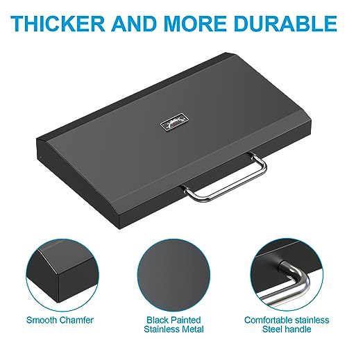 Image of SafBbcue Griddle Hinged Lid for Blackstone 28 Inch Grill Griddle Top Accessories, 28 inch Blackstone Griddle Hard Cover Hood with Thermometer