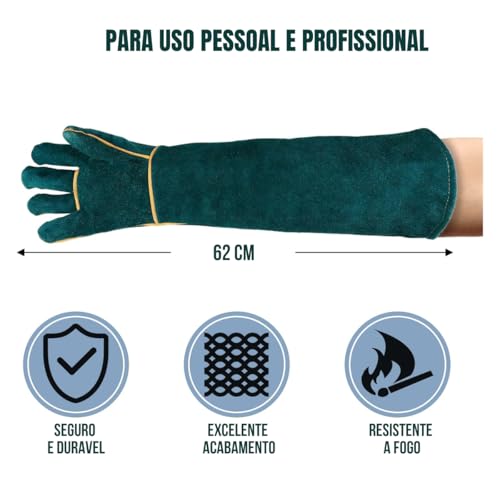 Par Luva Antimordida Petshop Cachorro Gato Banho Tosa Escova Extra Grossa Manga Cano Longo Macia Rev