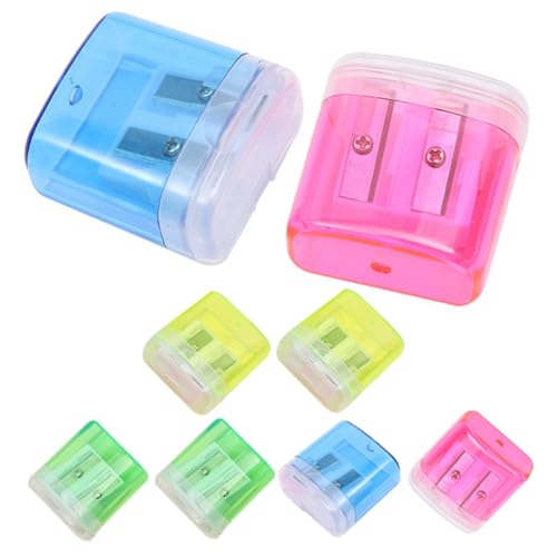 Housoutil 8個 手動筆削り器 小型 軽量 透明ボディ 設計 学生用文具 携帯便利 速削り に