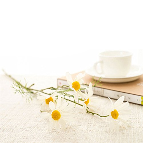 Firlar Artificial Daisy,10 Pack High-End Simulation Fake Silk Daisy Flower Bouquet For Home Wedding Party Garden Craft Art Decor,Vase Not Included (Yellow+White) #TOP4