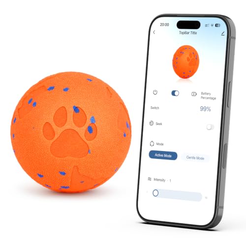 LYZPET Smart Interactive Dog Ball, APP-Controlled, Chew-Resistant Toy