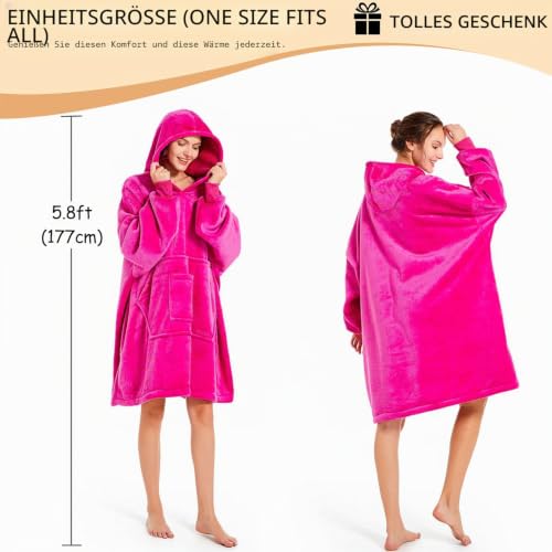 REDESS Decke mit Ärmeln Decken Hoodie Sweatshirt, tragbare Decke, übergroßer Sherpa mit Ärmeln und Riesentasche… – Ansicht 5