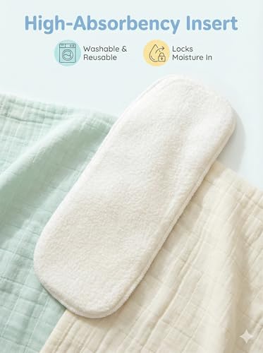 Image of Reusable Cloth Diaper for Babies | Washable Baby Cloth Diaper with Absorbent Insert | Leak Proof Adjustable Free Size Pocket Diaper 3M -3Years | Eco Friendly Reusable Baby Diaper (2, ORANGE DINO, One Size)