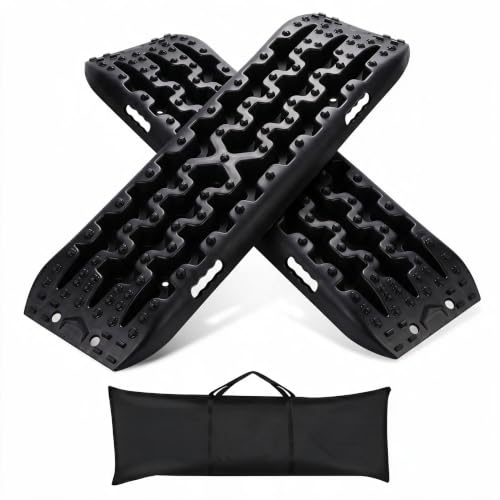 Casgee 2 plaques de désensablement tout-terrain pour camping-car, tapis de traction aide au démarrage avec sac de rangement et outils d'installation, planche de récupération support 10T