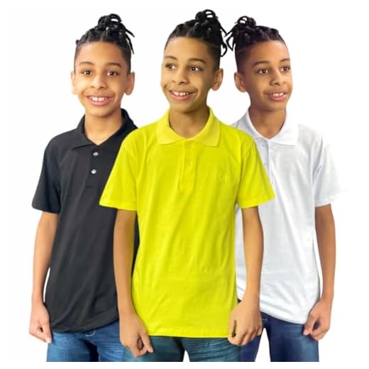 KIT 3 CAMISAS GOLA POLO INFANTIL MASCULINO PARA MENINOS 7 CORES (16, VARIADAS)