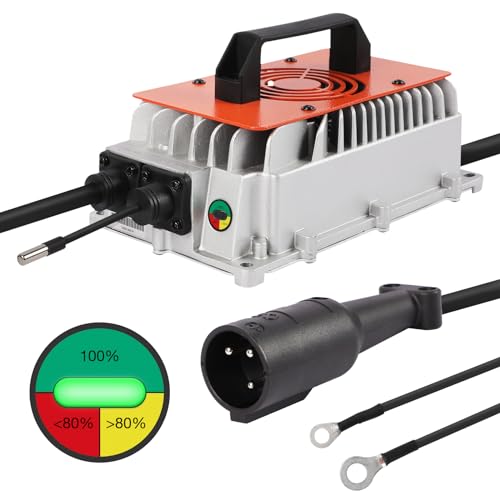 48V 18A Golf Cart Battery Charger for Club Car, Professional Smart 48 Volt Golf Cart Charger 3-Pin Round Plug for 48V Battery Charger for Lead-Acid Battery IP67 Waterproof, Compatible with Club Car