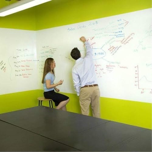 Image of Self-Adhesive Whiteboard Sticker Wall Sticker Plastic Vinyl Dry Erase Large Contact Paper Roll for Children DIY Works School Classroom Home Office (24 X 48 Inch)