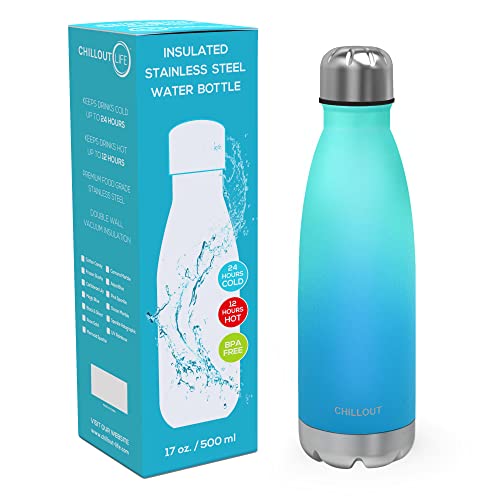 Image of CHILLOUT LIFE 17oz Insulated Stainless Steel Water Bottle, Leak Proof