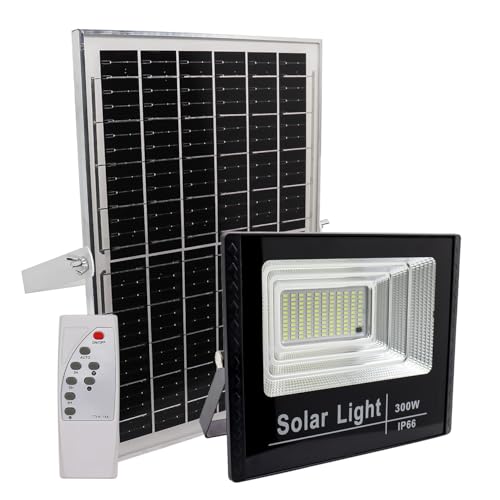Refletor Solar Led Holofote 300w Placa Bateria Prova Dágua