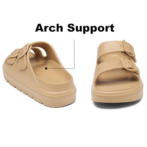 Image of TIKVAW Women's Platform & Wedge Sandals with Arch Support for Woman Slides Comfort Lightweight Outdoor Slippers Ultra Cushion