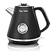 Price comparison product image Taylor Swoden Black Electric Kettle, Stainless Steel Retro Kettle with Temperature Gauge, 1.7L Cordless Tea Kettle, Auto Shut Off & Boil Dry Protection, 2200W - Aladin 30QZU