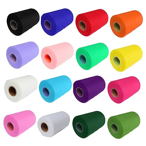 IWOWHERO 25 Yard Pink Tulle Mesh Roll for Wedding Decorations Polyester Spool DIY Craft Tutu