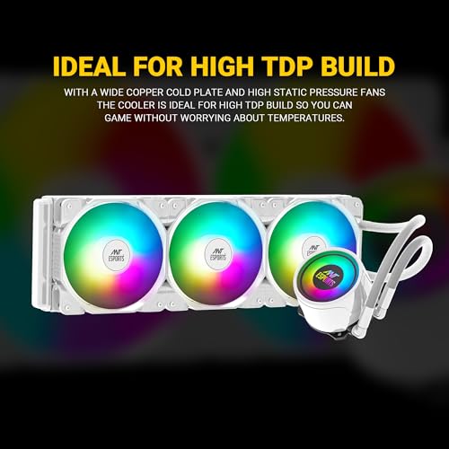 Ant Esports ICE-360 360mm Addressable RGB 2600 RPM AIO I CPU Liquid Cooler - White I Support Intel - LGA115X/1200/1700/1366/2011/2066 & AMD -... - Image 3