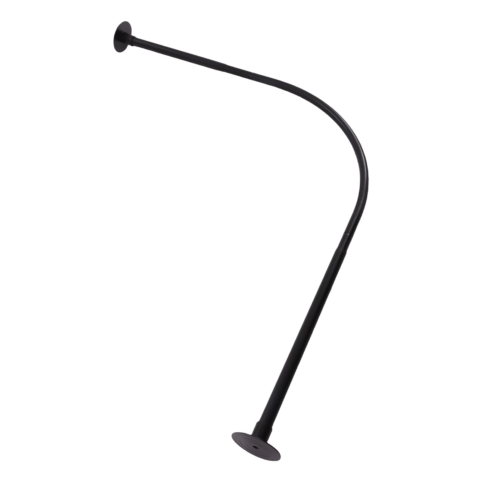 Barra de cortina de ducha angular L, barra de cortina de ducha extensible negra, barra de acero inoxidable para cuarto de baño, sin taladrar, soporte de pared o adhesivo, instalación fácil, ajustable