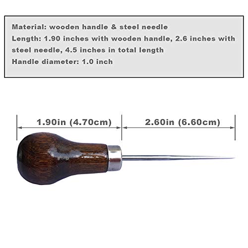 Zlksker Wooden Handle Scratch Awl For Leather Punch Hole Or Diy Handmade (Gourd Awl ) -1Pcs #TOP1