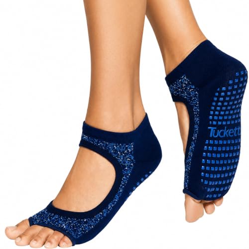 Image of Tucketts Allegro Toeless Pilates Socks with Grips for Women, Non-Slip Open-Toe Grip Socks, Yoga, Barre, Dance, Reformer, Home