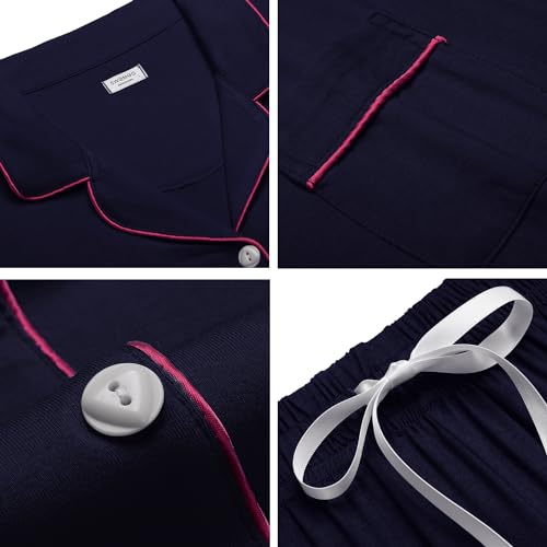 Image of SWOMOG Womens Button Down Pajamas Set Short Sleeve Sleepwear Bride Soft Pj Lounge Sets XS-3XL