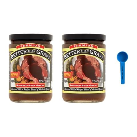 Better Than Gravy Roasted Beef Gravy 12 oz (Pack of 2) Bundle with PrimeTime Direct Teaspoon Scoop with BTB Authenticity Seal Cover