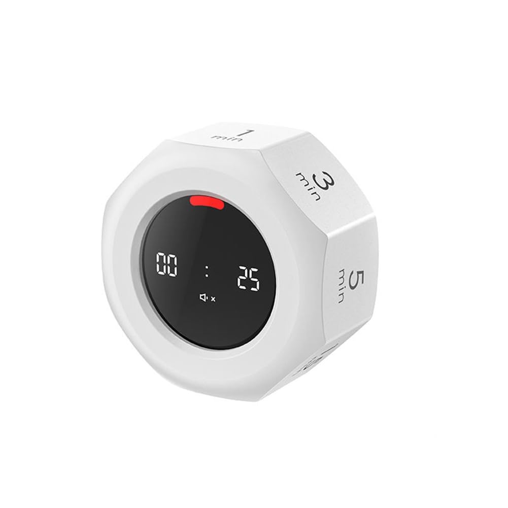 UDSKNV[KSL Multi-Hexagon White Cube Timer 90-Minute Sensor Digital Timer with LED Screen Display 7 Set Time Management Tools