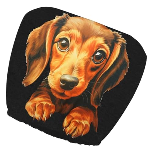 ヘッドレストカバー 車用,おもしろい犬 自動車シートカバー,保護 車内デコレーション プロテクター - SUV トラック RV セダン 快適 運転