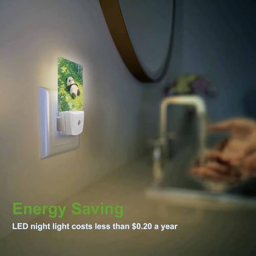 Image of LED Night Light,Cute Lying Down Panda LED Night Light Plug into Wall with Dusk to Dawn Light Sensor White Energy Efficient Nightlight for Bedroom Bathroom Hallway Living Room Kitchen