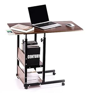Urban Deco Home Office Desk with Drawer Standing Desk Adjustable Height, Moveable Computer Stand with 4 Wheels & Plastic…