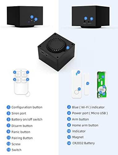 CPVAN House Alarms Security System(2.4GHz&5GHz WiFi), Alarm Systems for Your Home, APP Alert, Remotes, Door/Window Sensors, Base Station and Siren, for Kids Elders Safety, Works with Alexa.