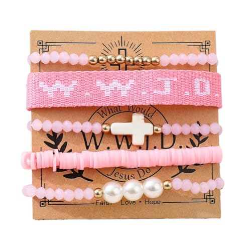 Croix chrétienne et perles de cristal fines : bracelet tissé extensible spirituel de qualité