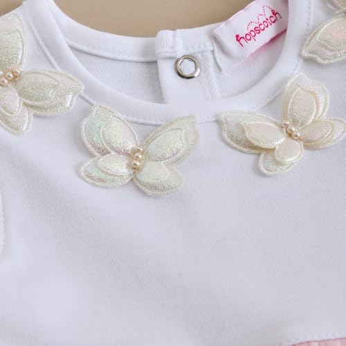 Image of Hopscotch Baby Girls Polka Dot Print Short Sleeves Pink Rompers