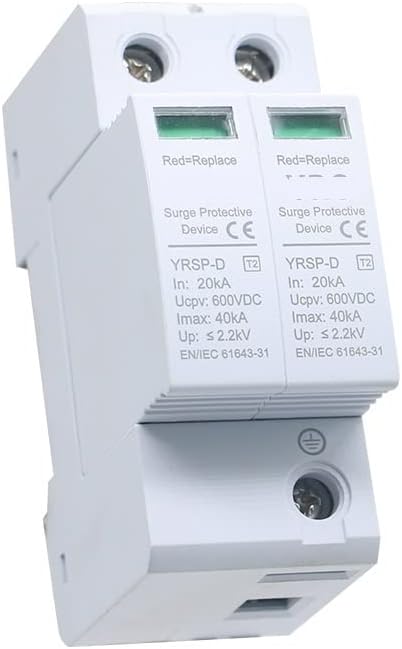Circuit Breaker Surge Protection Device SPD DC 600V 800V 1000V 2P DC1000V 20KA~40ka Low Voltage Arrester House DIN Rail 2 Pole Protector (Color : Blue Tuv, Size : 2P 600V)