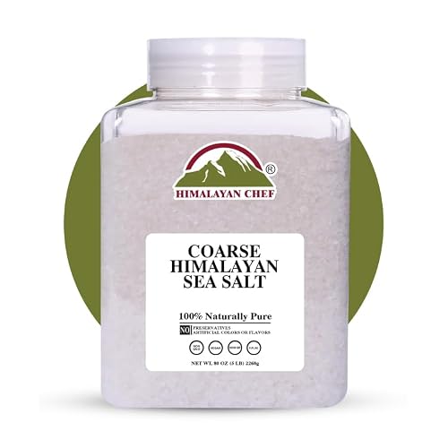 Himalayan Chef Coarse Grain Himalayan Sea Salt, 5 lb Jar - Pure, Natural, Non-GMO, Kosher, Ideal for Cooking, Baking, Seasoning, and Grinder Refills