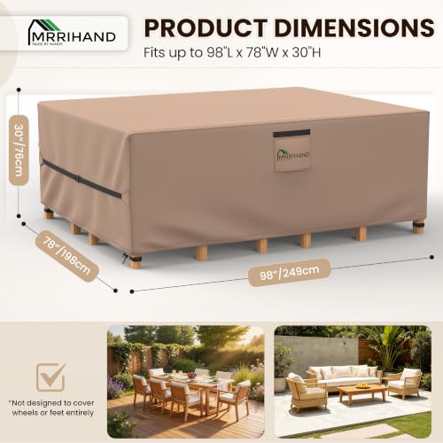 Image of Mrrihand Outdoor Patio Furniture Covers Waterproof 98 inchLx78 inchW x30 inchH 600D