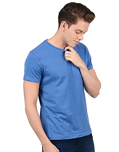 Image of Josh Daniel Men's Plus Size Cotton Rich Round Neck Half Sleeve Solid T-Shirts - Pack of 3 (PLUS-SCRN-3-MA-NM-RBM, Maroon, Navy Blue & Royal Blue Melange)